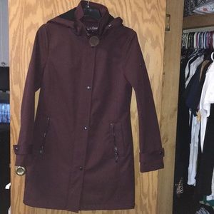 Maroon long Calvin Klein coat